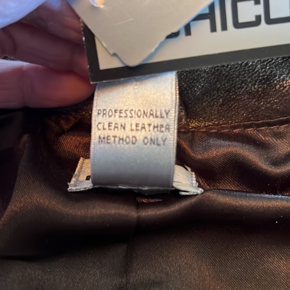 Leather Bomber Jacket, NWT, slightly metallic with worn look, Chico’s sz3, large - Picture 12 of 13